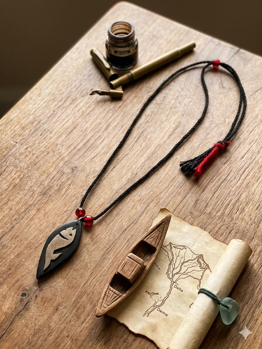 Heritage Bidri Fish Art Necklace