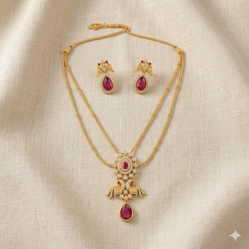 Ruby Drop Necklace Set