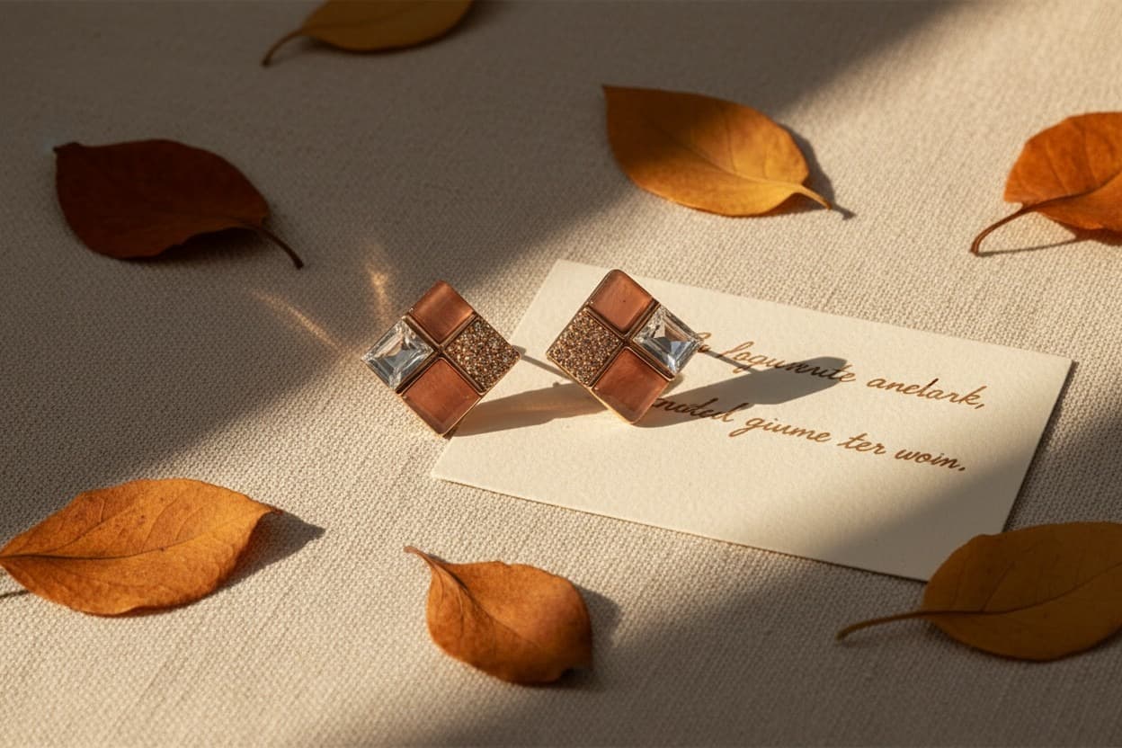 Amber Grid Studs
