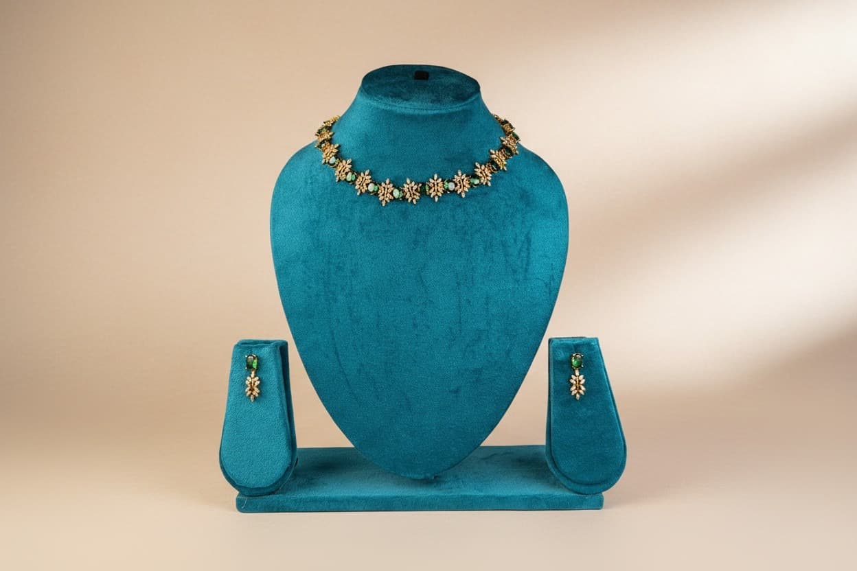 Emerald Bloom Delicate Necklace Set alternate