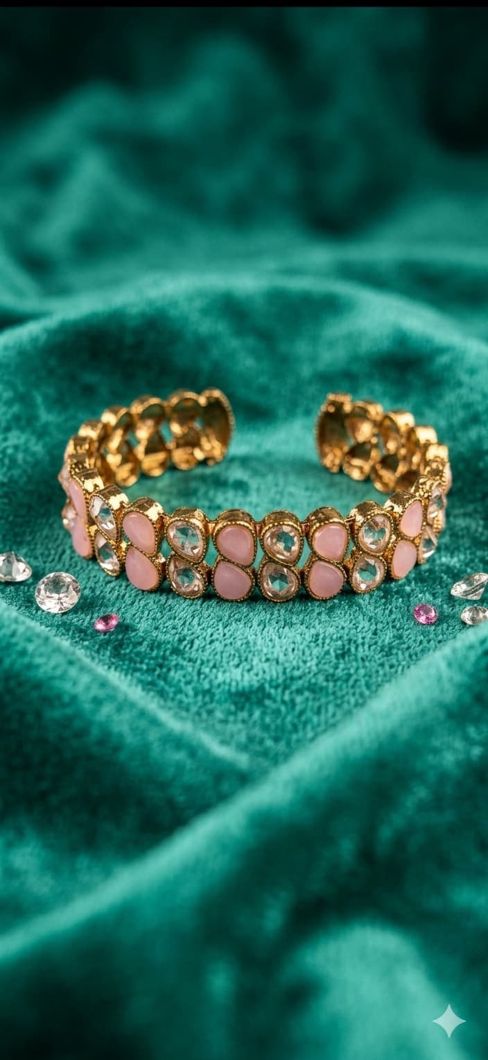 Blush Kundan Cuff