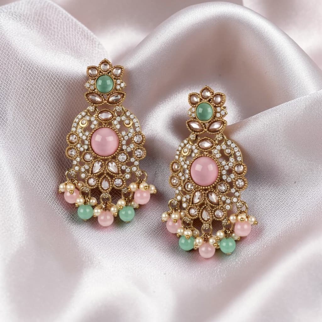 Gulbahar Pastel Jadau Earrings