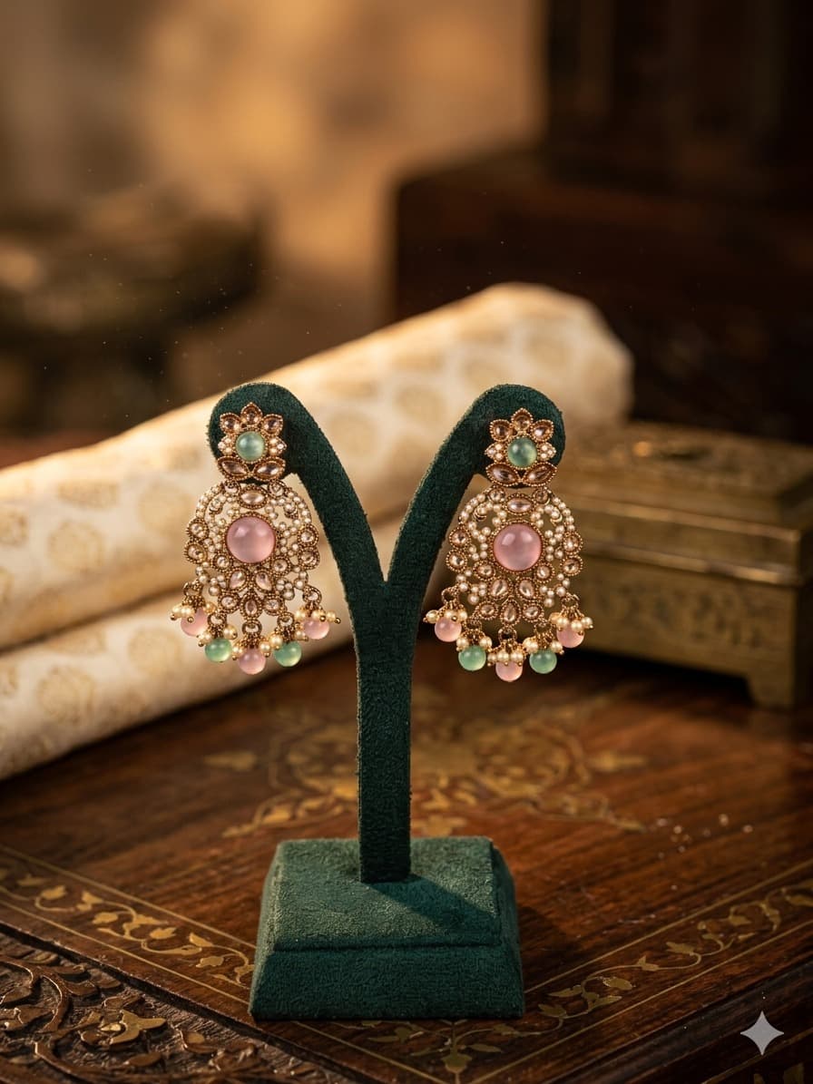 Gulbahar Pastel Jadau Earrings alternate